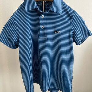 Vineyard Vines Kids Polo in Blue and White Stripes